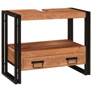 vidaXL Baðvaskaskápur 71 x 33 x 58 cm Gegnheill akasíuviður og járn