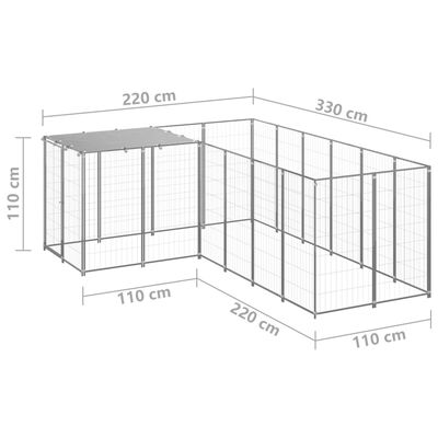 vidaXL Hundabyrgi Silfur 4,84 m² Stál