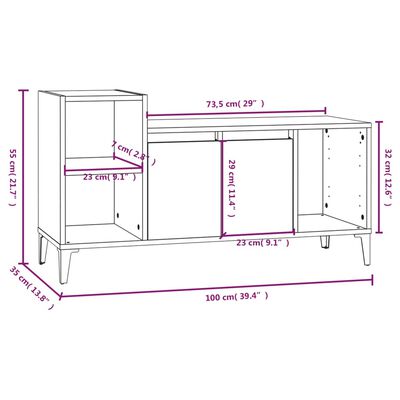 vidaXL Sjónvarpsskápur Steypugrár 100x35x55 cm Samsettur Viður