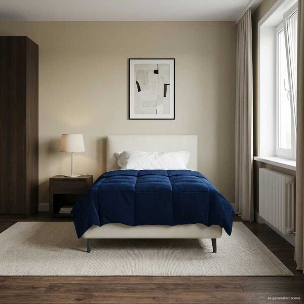 vidaXL Sumars&aelig;ng S&iacute;&eth;la&eth; D&ouml;kkbl&aacute;r 140 x 220 cm M&iacute;kr&oacute;f&iacute;ber