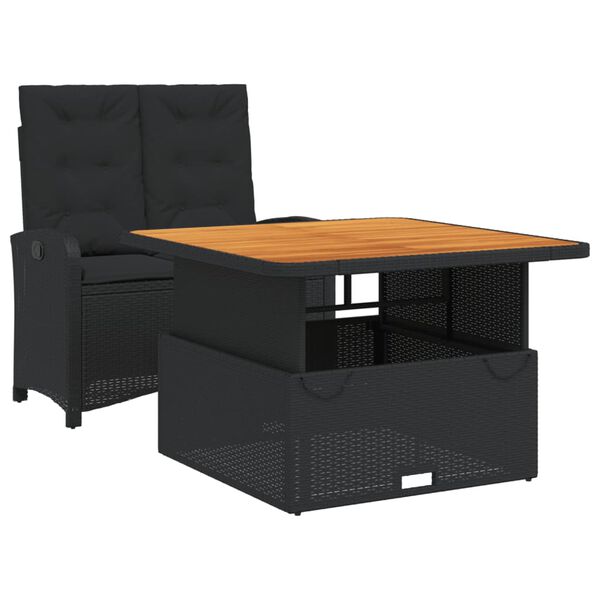 vidaXL 2 stykki gar&eth;bor&eth;stofusett me&eth; p&uacute;&eth;um Black Poly Rattan