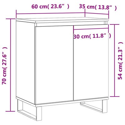 vidaXL Skenkur Steypugrár 60x35x70 cm Samsettur Viður