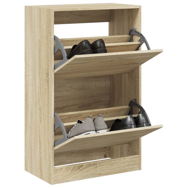 vidaXL Sk&oacute;sk&aacute;pur Sonoma Eikarlitur 60x34x96,5 cm Samsettur Vi&eth;ur