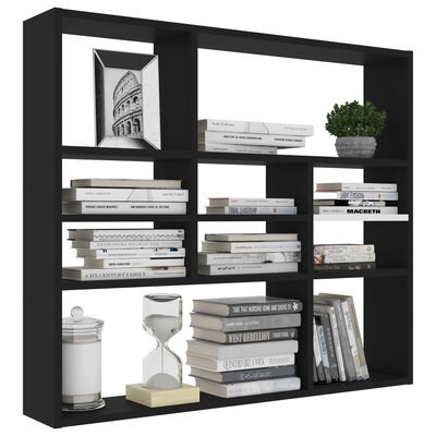 802940 vidaXL Wall Shelf Black 90x16x78 cm Chipboard