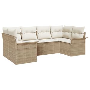 vidaXL Gar&eth;s&oacute;fa sett me&eth; p&uacute;&eth;i 6 pcs Drapplita&eth;ur Poly rattan