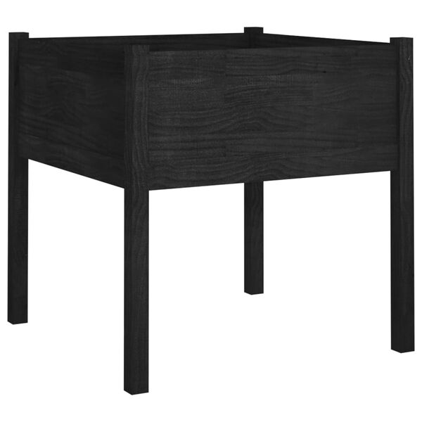 vidaXL Gróðurker í Garðinn Svart 70x70x70 cm Gegnheil Fura