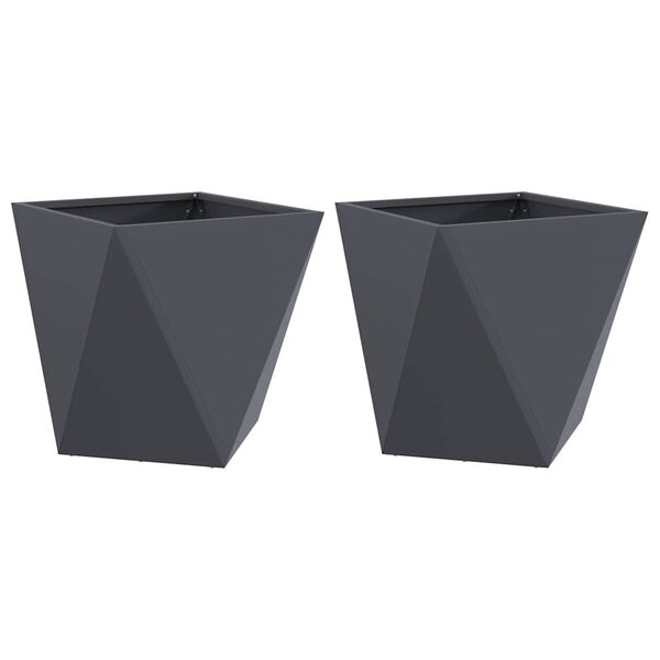 vidaXL Pl&ouml;ntuker 2 pcs Antras&iacute;t 50 x 50 x 50 cm St&aacute;l