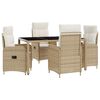 vidaXL Utandyra m&aacute;lt&iacute;fusett me&eth; kodda 5 pcs Beige og rj&oacute;ma hv&iacute;tur