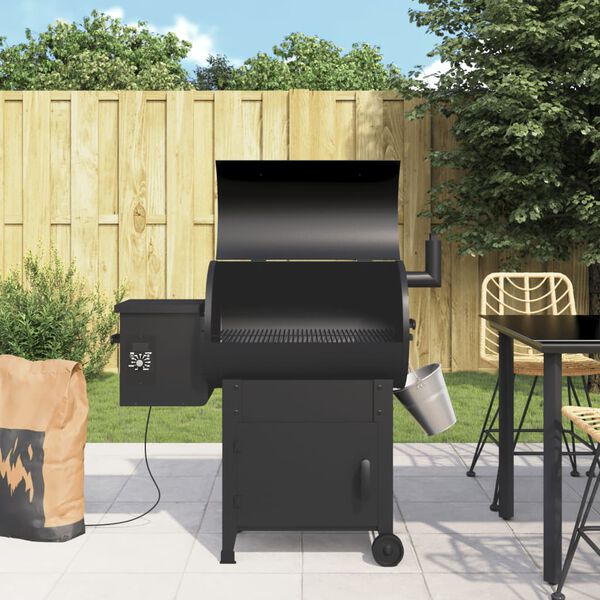 vidaXL K&ouml;gglagrill me&eth; Skorsteini Svartur 104 cm J&aacute;rn
