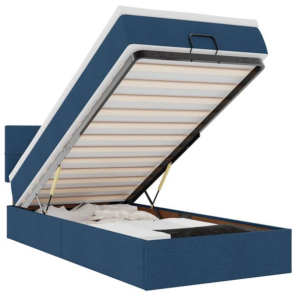 vidaXL Ottoman r&uacute;mgrind me&eth; d&yacute;nu Bl&aacute;um 90x190 cm Efni