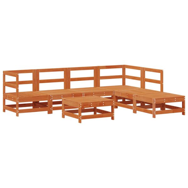 vidaXL Gar&eth;setustofa 7 pcs VaxBr&uacute;nn Mass&iacute;ft furuvi&eth;