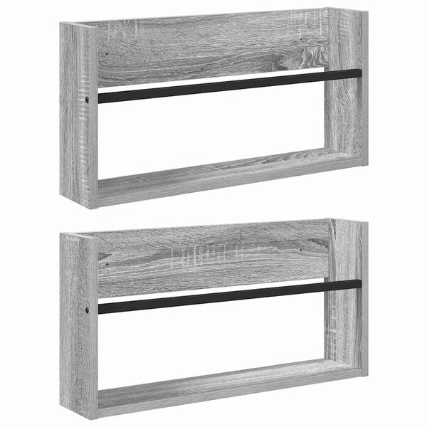 vidaXL T&iacute;marit Hillur me&eth; hillu 2 pcs Gr&aacute;r Sonoma 60 x 12 x 30 cm