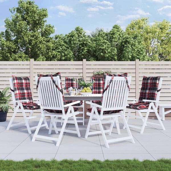 vidaXL St&oacute;lsessur me&eth; H&aacute;u Baki 6 stk. Rau&eth;k&ouml;fl&oacute;ttar Oxfordefni