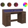 vidaXL Skrifbor&eth; me&eth; LED-lj&oacute;sum Br&uacute;n Eik 140x55x91 cm Samsettur Vi&eth;ur