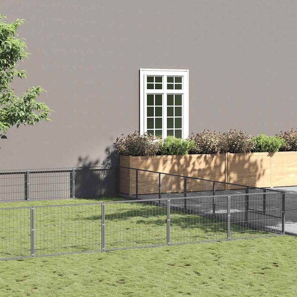 vidaXL Hundabyrgi Silfur 60 m&sup2; St&aacute;l