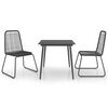 vidaXL 3 Parta Gar&eth;bor&eth;stofusett PVC Rattan Svart