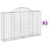 vidaXL Bogadregnir Grj&oacute;tkassar 5 stk. 200x30x120/140 cm Sinkh&uacute;&eth;a&eth; J&aacute;rn