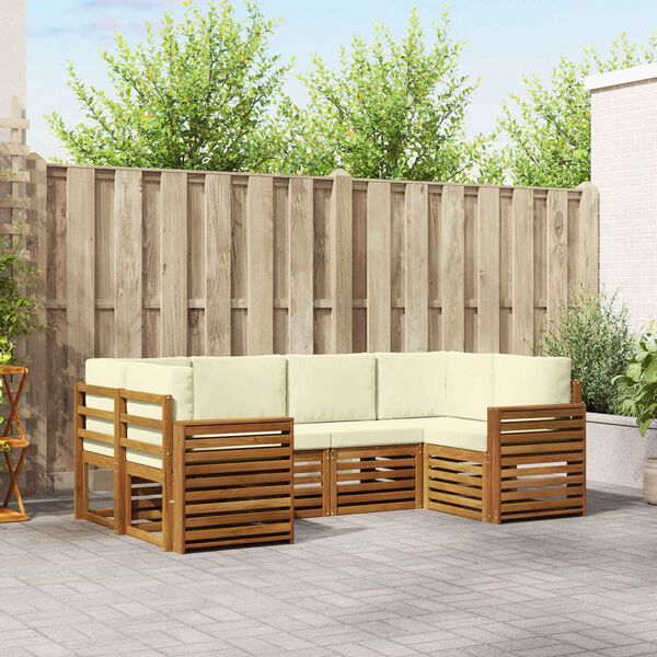 vidaXL Sofav&ouml;ruuppsettning 6 pcs N&aacute;tt&uacute;rulegt og Krem Hrein akas&iacute;utr&eacute;