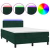 vidaXL H&oacute;lfa&eth; Springr&uacute;m me&eth; D&yacute;nu&LED D&ouml;kkgr&aelig;nt 120x190 cm Flauel