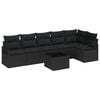 vidaXL Gar&eth;s&oacute;fa sett me&eth; p&uacute;&eth;i me&eth; geymslu 7 pcs Svartur p&oacute;l&yacute;rattan