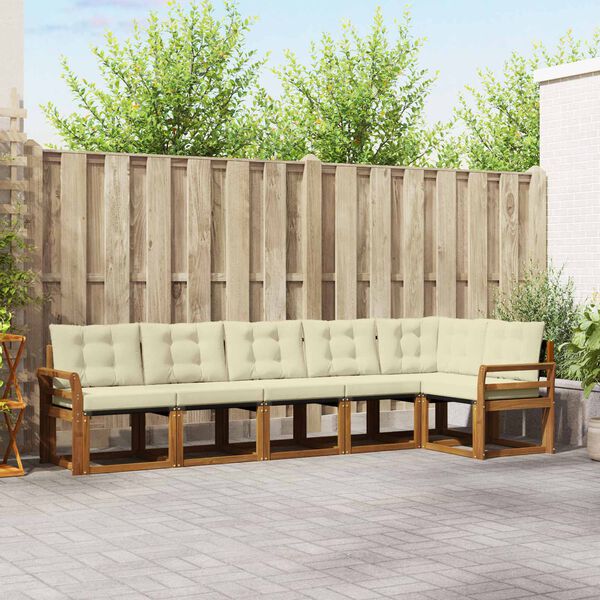 vidaXL &Uacute;ti s&oacute;fasett me&eth; p&uacute;&eth;i 6 pcs N&aacute;tt&uacute;rulegt og Krem