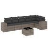 vidaXL 7-Hluta Gar&eth;s&oacute;fasett me&eth; Sessum Gr&aacute;tt P&oacute;l&yacute;rattan