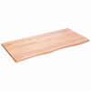 vidaXL Vegghilla Lj&oacute;sbr&uacute;n 100x50x2 cm Me&eth;h&ouml;ndlu&eth; Gegnheil Eik