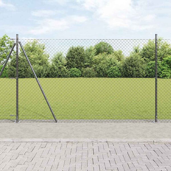 vidaXL Gir&eth;ingarp&oacute;stur Gr&aacute;r 10 x 1,6 m (40 x 40 mm net) St&aacute;l og PVC