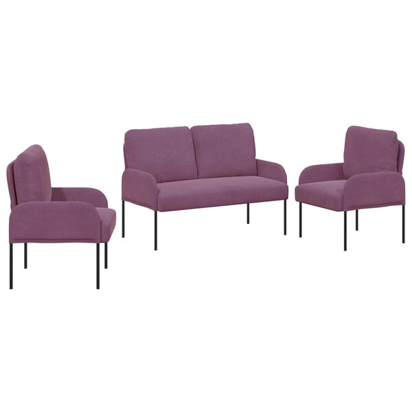 vidaXL S&oacute;fasett me&eth; p&uacute;&eth;i 3 pcs Fj&oacute;lubl&aacute;r 115 x 56 x 80 cm Krossvi&eth;ur
