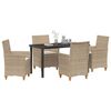 vidaXL Gar&eth;ur bor&eth;sett 5 pcs Drapplita&eth;ur p&oacute;l&yacute;rattan