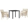 vidaXL Gar&eth;ur bor&eth;sett me&eth; p&uacute;&eth;i 3 pcs Drapplita&eth;ur p&oacute;l&yacute;rattan