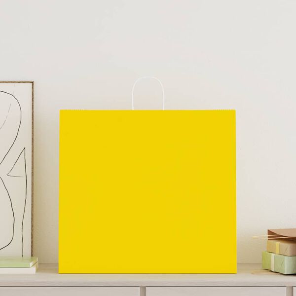 vidaXL Papp&iacute;rspokar 250 stk me&eth; Handf&ouml;ngum Gulir 54x15x49 cm