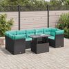 vidaXL 8 stykki gar&eth;s&oacute;fasett me&eth; p&uacute;&eth;um Black Poly Rattan Acacia