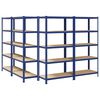 vidaXL 5 laga geymsluhillur 4 stk Blue Steel&Engineered Wood