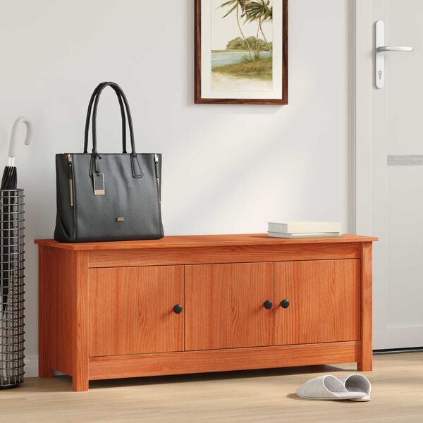 vidaXL Sk&oacute;knask&aacute;pur VaxBr&uacute;nn 110 x 38 x 45,5 cm Mass&iacute;ft furuvi&eth;