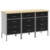 vidaXL Vinnusk&aacute;pur me&eth; sk&uacute;ffu 3 pcs Svartur og gr&aacute;r 150 x 55 x 85 cm