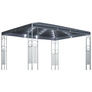vidaXL Gazebo me&eth; LED strengjalj&oacute;sum 400x300 cm Reykgr&aacute;tt
