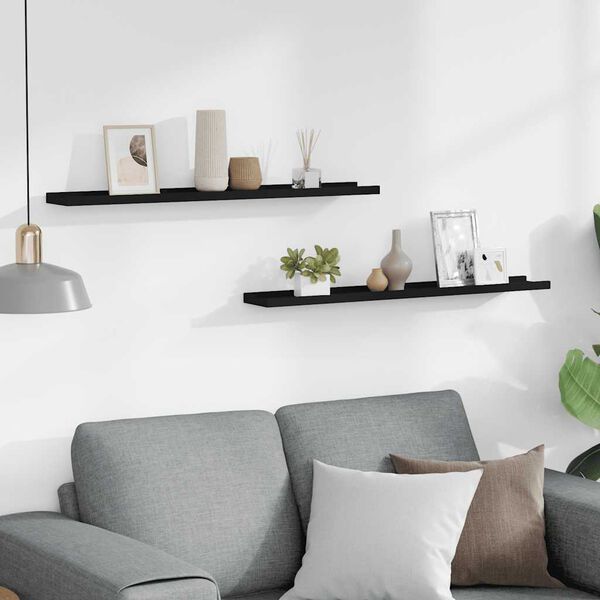 vidaXL Myndarammi Syllu Hillur 2 stk Svartar 60x9x3 cm MDF