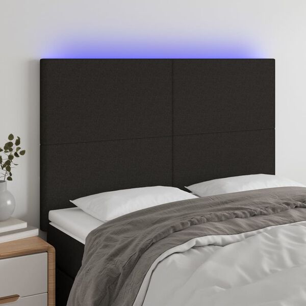 vidaXL LED h&ouml;fu&eth;gafl Svart 144x5x118/128 cm Efni