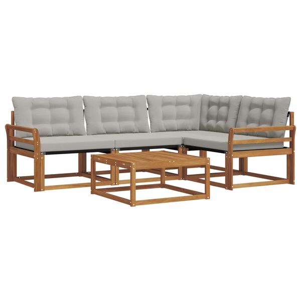 vidaXL &Uacute;ti s&oacute;fasett me&eth; p&uacute;&eth;i 5 pcs N&aacute;tt&uacute;rulegt og Lj&oacute;st Gr&aacute;tt