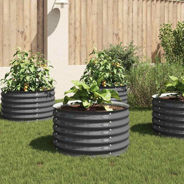 vidaXL Upphækkað Blómaker 80x80x44 cm Sínkhúðað Stál Grátt