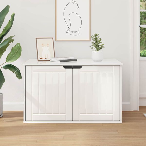 vidaXL Katta h&uacute;s Glansandi Hv&iacute;tur 85 x 55 x 50,5 cm Samsettur vi&eth;ur