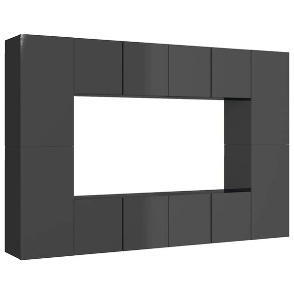 vidaXL 8 hluta Sj&oacute;nvarpssk&aacute;pasett H&aacute;glans Gr&aacute;r Samsettur Vi&eth;ur