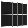 vidaXL 5-falt Skilr&uacute;m Svart 250x220 cm Tauefni