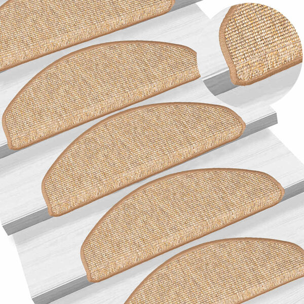 vidaXL Stigamottur 15 stk 65x21x4 cm lj&oacute;sbr&uacute;nar h&aacute;lfhringlaga st&oacute;rar