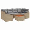 vidaXL Gar&eth;s&oacute;fa sett me&eth; p&uacute;&eth;i 7 pcs Drapplita&eth;ur p&oacute;l&yacute;rattan