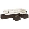 vidaXL Gar&eth;s&oacute;fa sett 6 pcs Br&uacute;nn p&oacute;l&yacute;rattan