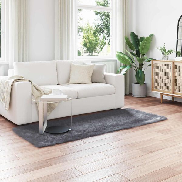 vidaXL Gervih&uacute;&eth;uteppi Tafalla Antras&iacute;t 100 x 200 cm P&oacute;l&yacute;ester