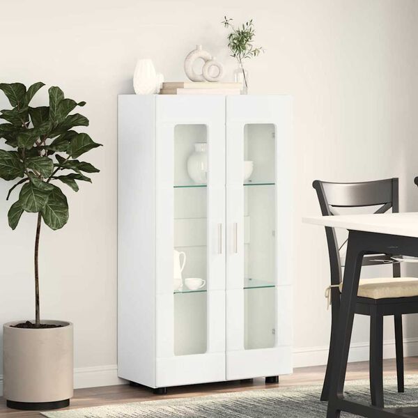 vidaXL Vi&eth;beinteyfla me&eth; hur&eth; Hv&iacute;tt 55,5 x 29 x 100 cm Samsettur vi&eth;ur