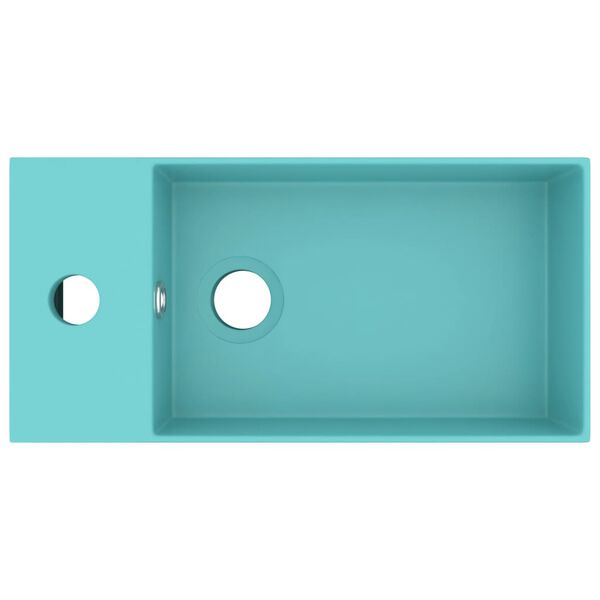 vidaXL Ba&eth;herbergisvaskur me&eth; Yfirfalli Postul&iacute;n Lj&oacute;sgr&aelig;nn